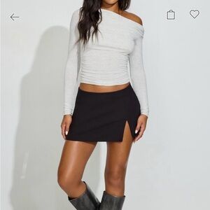Black Mini Skort with Front Slit